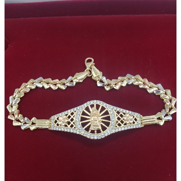 14k REAL GOLD women's Bracelets Guadalupe Circles or Rings pave - Picture 15 of 16